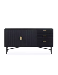 Buffet Noir 2 Portes 3 Tiroirs 154cm, Thai Natura -Deco En Ligne Magasin buffet noir 2 portes 3 tiroirs 154cm thai natura 2