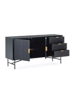 Buffet Noir 2 Portes 3 Tiroirs 154cm, Thai Natura -Deco En Ligne Magasin buffet noir 2 portes 3 tiroirs 154cm thai natura 3
