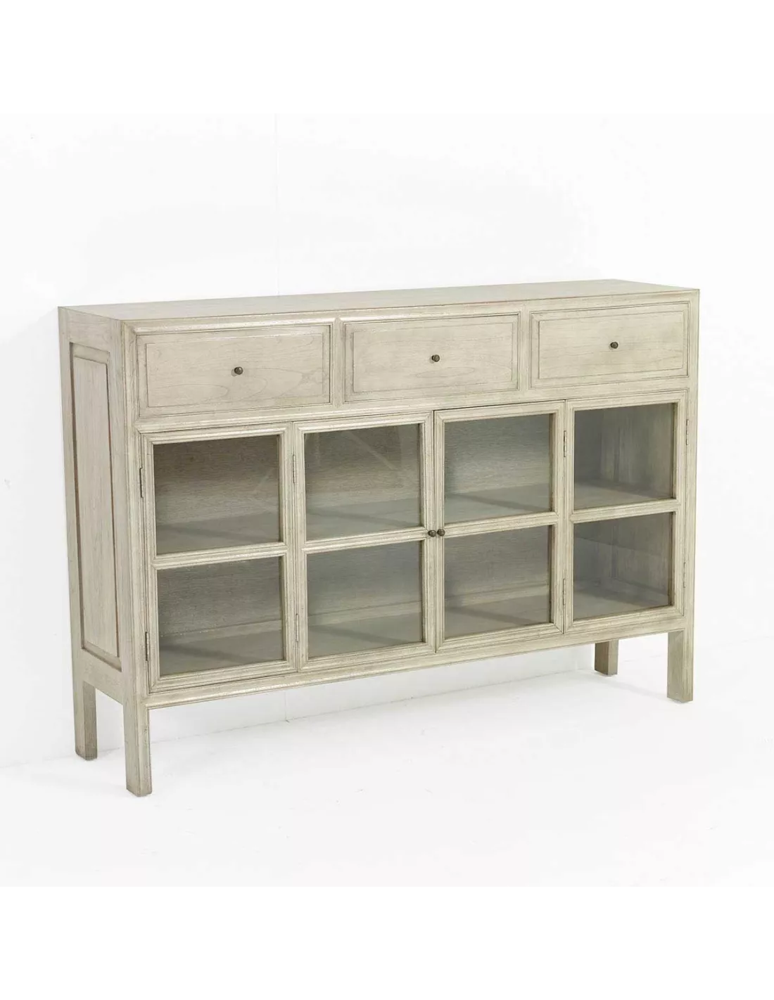 Buffet vitrine 2 portes 3 tiroirs ivoire, Thai Natura Buffet Vitrine 2 Portes 3 Tiroirs Ivoire, Thai Natura -Deco En Ligne Magasin buffet vitrine 2 portes 3 tiroirs ivoire thai natura