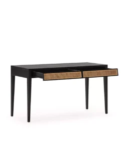 Bureau Noir Et Cannage 140cm, Thai Natura -Deco En Ligne Magasin bureau noir et cannage 140cm thai natura 2