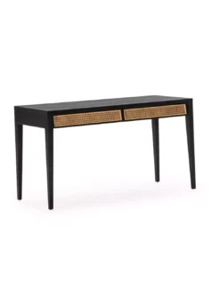 Bureau Noir Et Cannage 140cm, Thai Natura