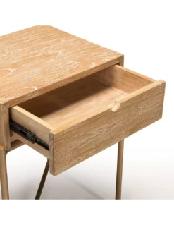 Chevet 1 Tiroir Chêne Blanchi/doré, Thai Natura -Deco En Ligne Magasin chevet 1 tiroir chene blanchidore thai natura 3