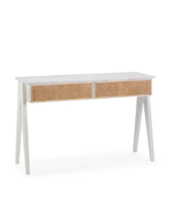 Console Blanche Et Cannage 120cm, Thai Natura