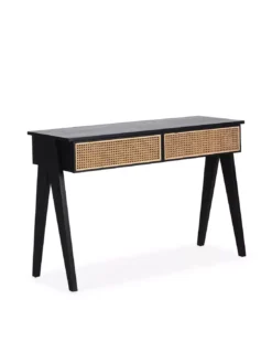Console Noire Et Cannage 120cm, Thai Natura