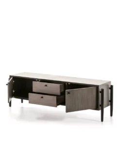 Meuble TV Gris 2 Portes 2 Tiroirs, Thai Natura -Deco En Ligne Magasin meuble tv gris 2 portes 2 tiroirs thai natura 2