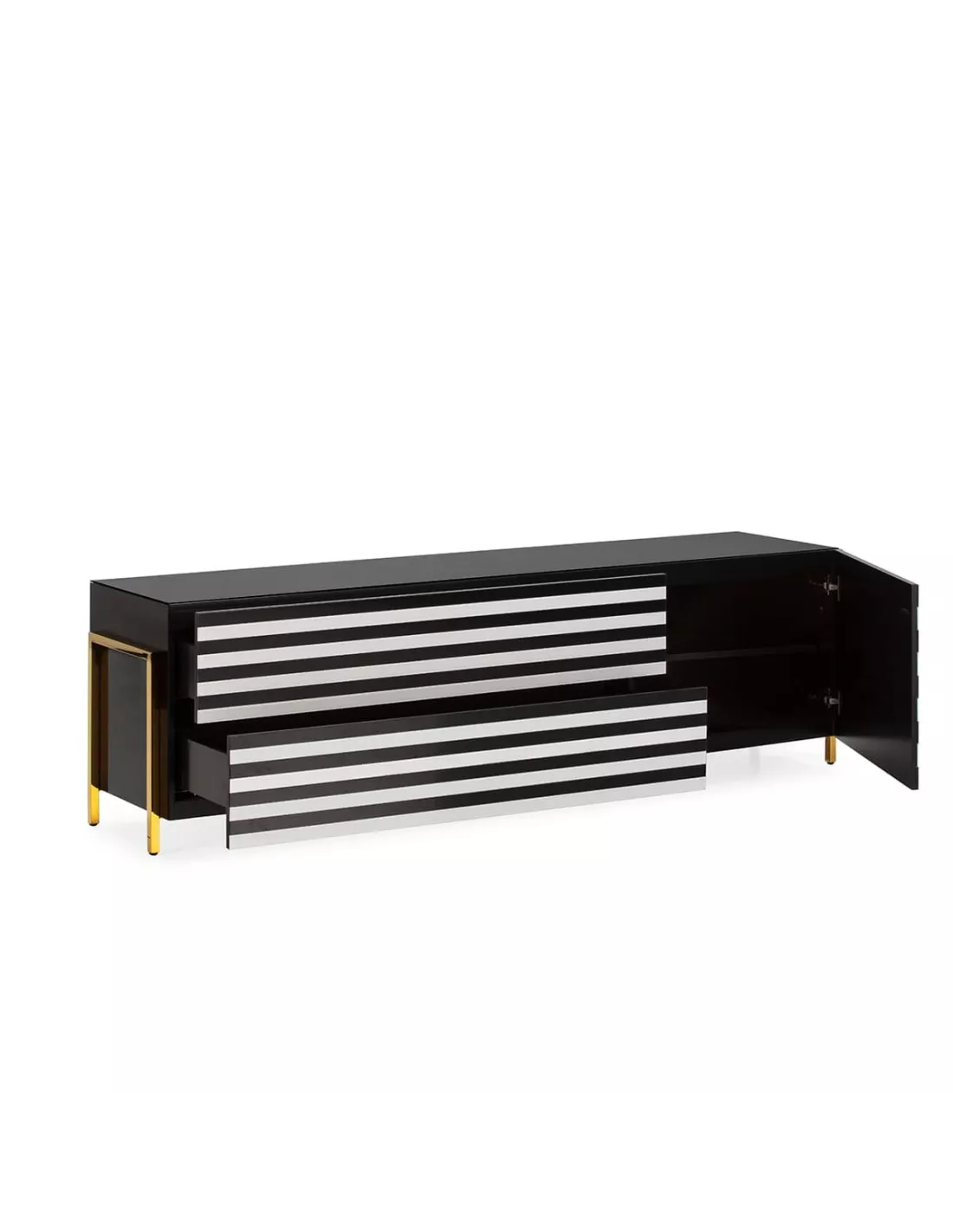 Meuble TV noir et blanc 180cm Zebra, Thai Natura Meuble TV Noir Et Blanc 180cm Zebra, Thai Natura -Deco En Ligne Magasin meuble tv noir et blanc 180cm zebra thai natura 1