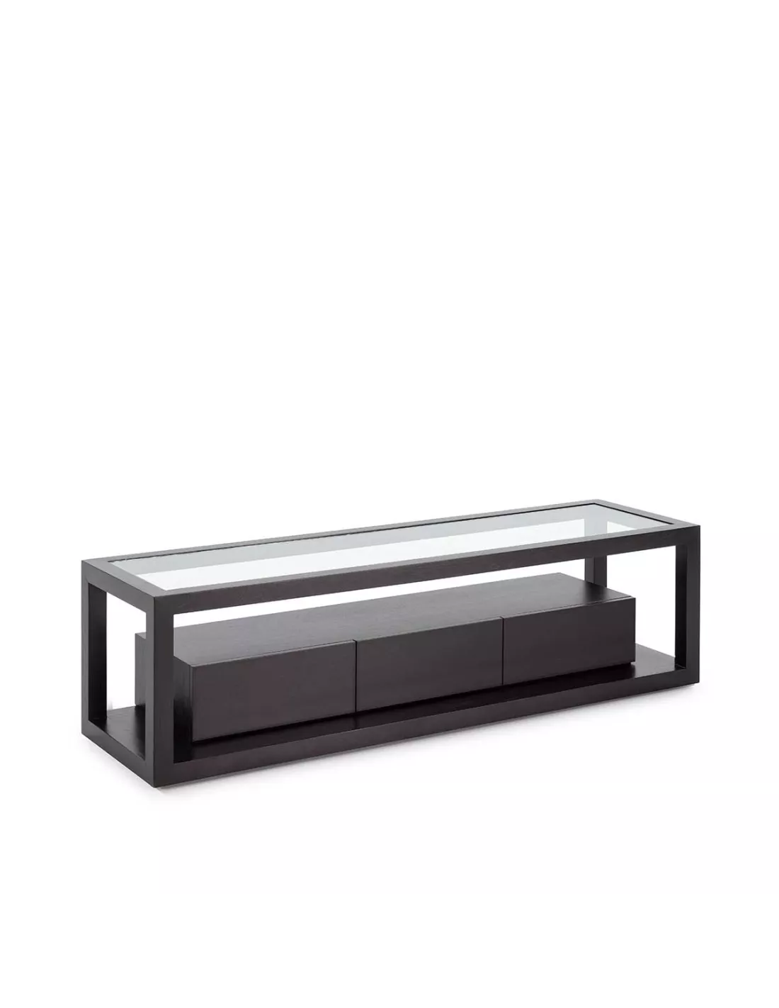 Meuble TV noir/verre 3 tiroirs, Thai Natura Meuble TV Noir/verre 3 Tiroirs, Thai Natura -Deco En Ligne Magasin meuble tv noirverre 3 tiroirs thai natura