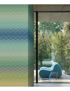 Panneau Grande Largeur Papier Peint Zig Zag Sfumato Bleu/Vert, Missoni Home -Deco En Ligne Magasin panneau grande largeur papier peint zig zag sfumato bleuvert missoni home 2