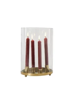 Photophore Doré Et Verre H26