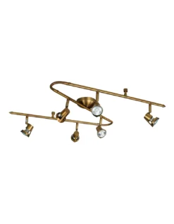 Plafonnier 6 Spots Torrero Dorés, Linea Verdace