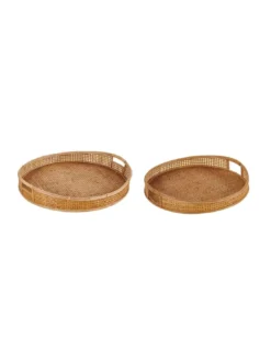 Set 2 Plateaux En Bambou & Rotin Ø49-60