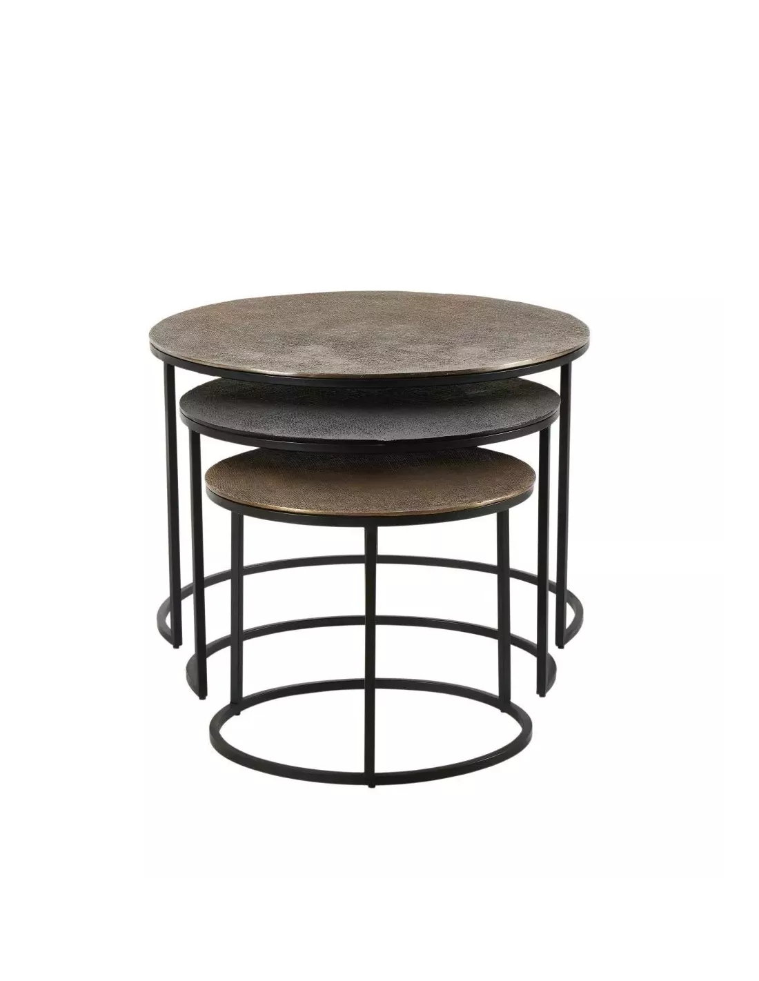 Set 3 tables basses gigognes Yuli Dorée Noire Cuivrée Set 3 Tables Basses Gigognes Yuli Dorée Noire Cuivrée -Deco En Ligne Magasin set 3 tables basses gigognes yuli doree noire cuivree 1