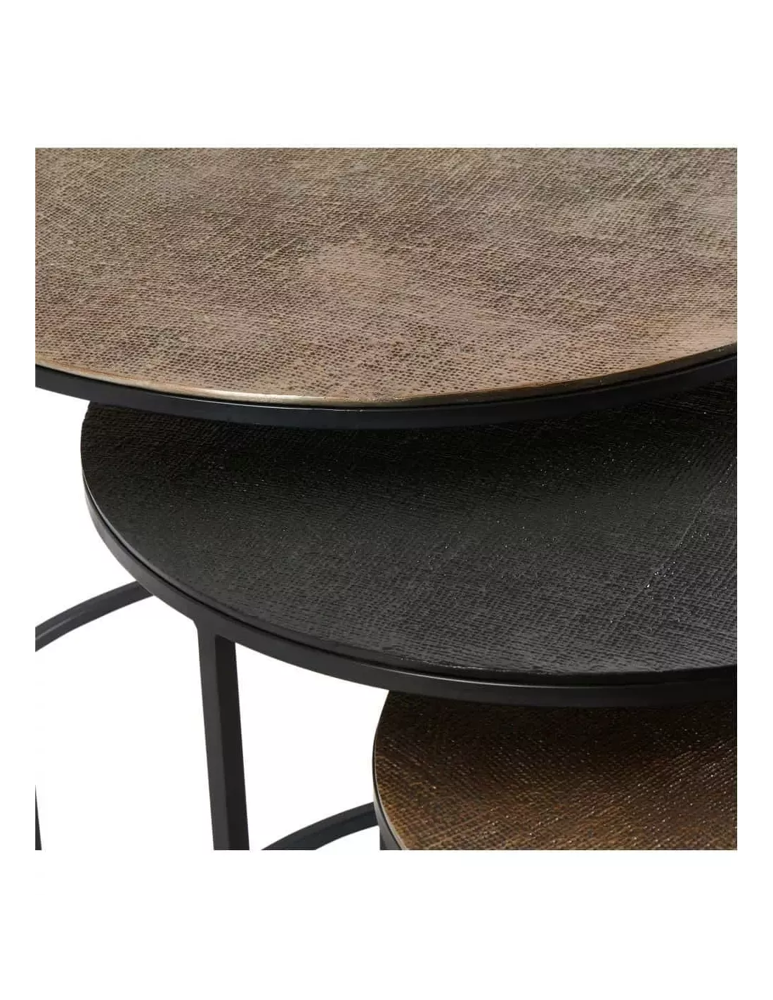 Set 3 tables basses gigognes Yuli Dorée Noire Cuivrée Set 3 Tables Basses Gigognes Yuli Dorée Noire Cuivrée -Deco En Ligne Magasin set 3 tables basses gigognes yuli doree noire cuivree 2