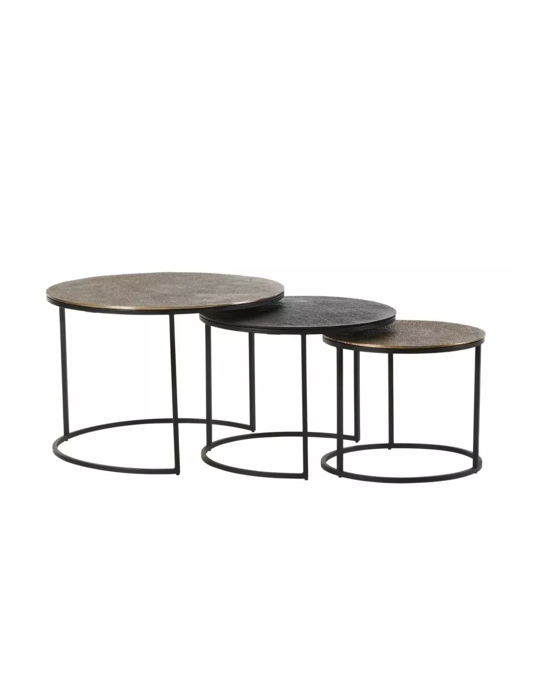 Set 3 tables basses gigognes Yuli Dorée Noire Cuivrée Set 3 Tables Basses Gigognes Yuli Dorée Noire Cuivrée -Deco En Ligne Magasin set 3 tables basses gigognes yuli doree noire cuivree