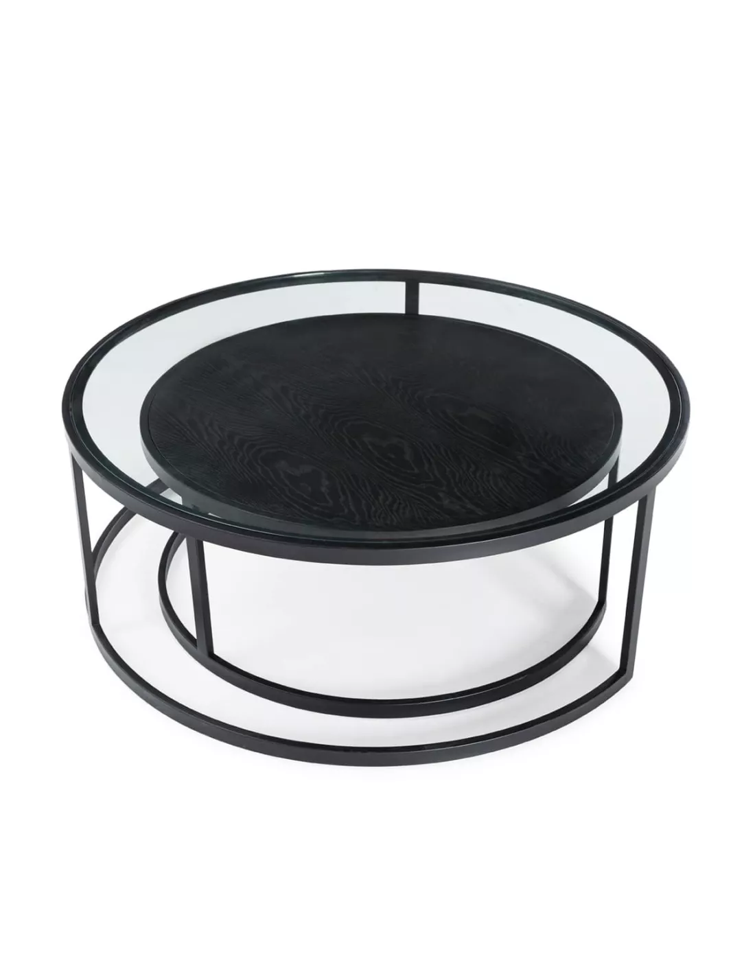 Set de 2 tables basses noires gigognes rondes, Thai Natura Set De 2 Tables Basses Noires Gigognes Rondes, Thai Natura -Deco En Ligne Magasin set de 2 tables basses noires gigognes rondes thai natura 1