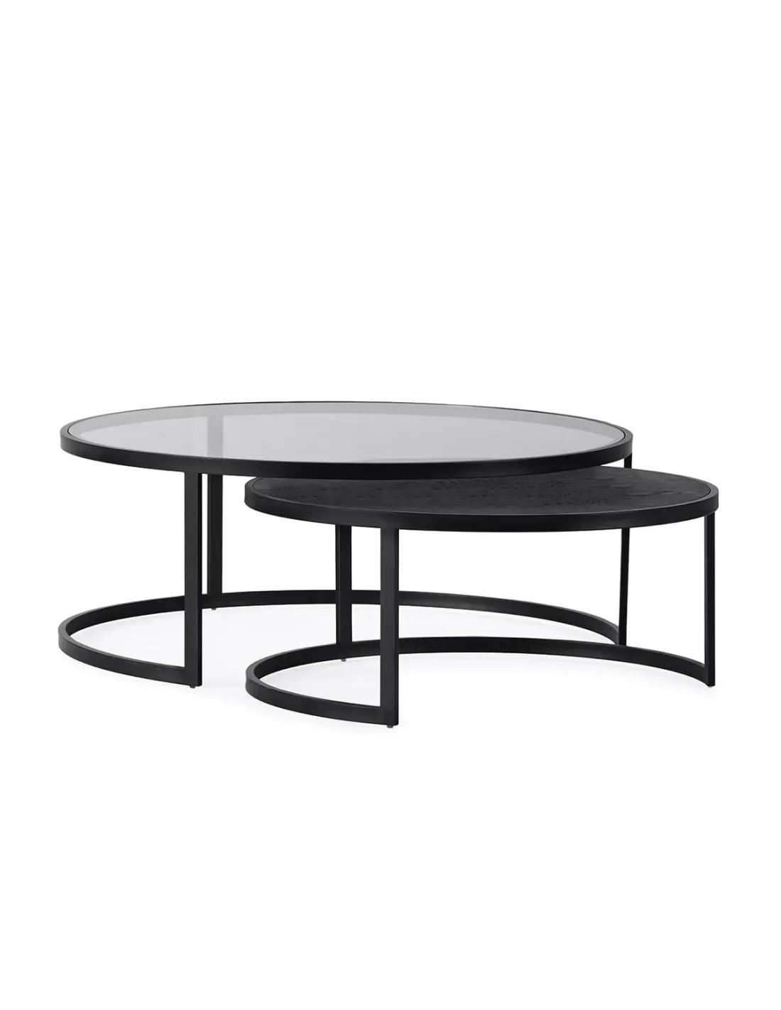 Set de 2 tables basses noires gigognes rondes, Thai Natura Set De 2 Tables Basses Noires Gigognes Rondes, Thai Natura -Deco En Ligne Magasin set de 2 tables basses noires gigognes rondes thai natura