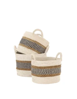 Set De 3 Paniers En Raphia Naturel Raffo