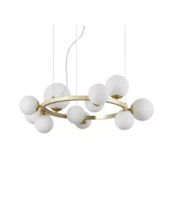 Suspension Ronde Perlage Dorée, Ideal Lux