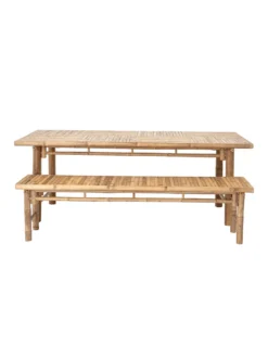 Table à Manger Sole + 2 Bancs En Bambou Naturel, Bloomingville