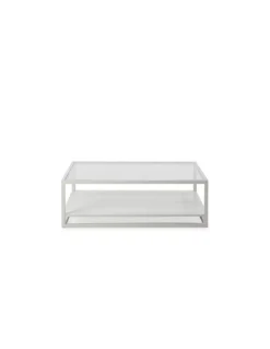 Table Basse Blanche En Verre Domino, Thai Natura