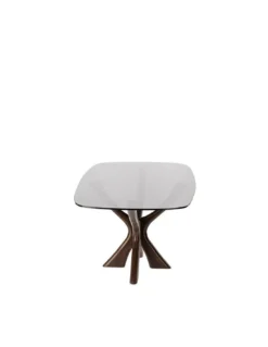 Table Basse Madera Croisés Bois Et Verre Fumé 110cm -Deco En Ligne Magasin table basse brun et verre fume 110cm 2