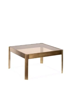 Table Basse Carré Levanzo Bronze Et Verre Fumé 81x81cm