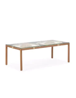 Table Basse Teck Verre Et Rotin, Thai Natura