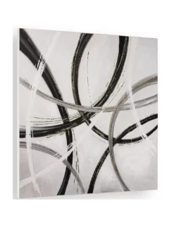 Tableau Carré Rubans Gris Noir