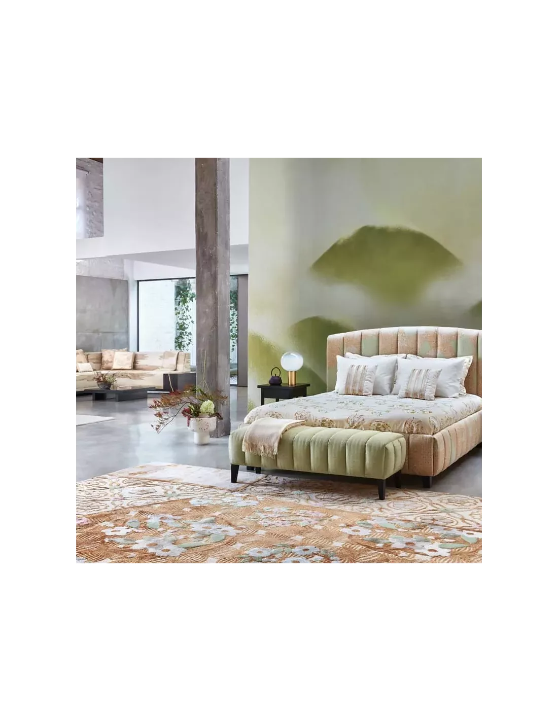 Tapis Hanatsugi Kyoto vert, K3 design by Kenzo Takada Tapis Hanatsugi Kyoto Vert, K3 Design By Kenzo Takada -Deco En Ligne Magasin tapis hanatsugi kyoto vert k3 design by kenzo takada 1