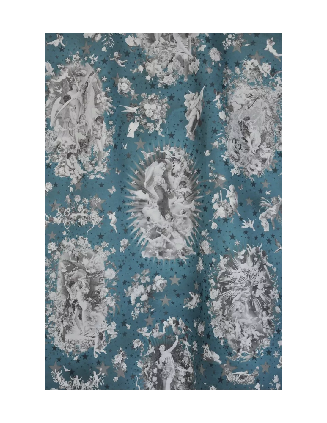 Tissu Angelots pétrole Jean Paul Gaultier Tissu Angelots Pétrole Jean Paul Gaultier -Deco En Ligne Magasin tissu angelots petrole jean paul gaultier 3