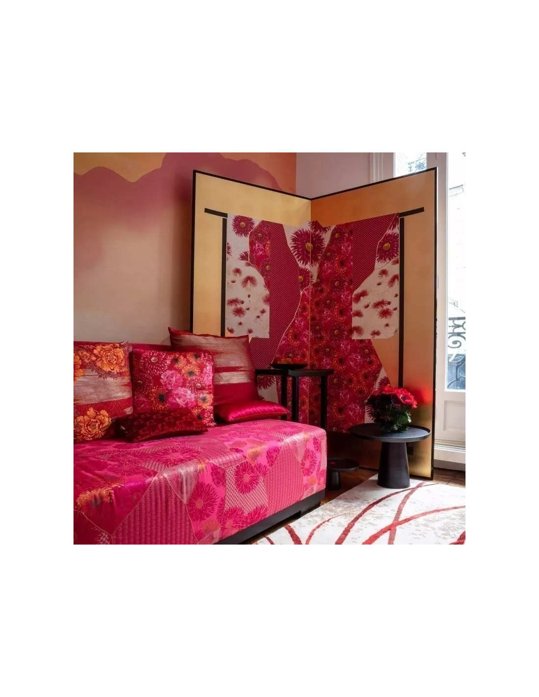 Tissu Hanatsugi Maiko fuschia, K3 design by Kenzo Takada Tissu Hanatsugi Maiko Fuschia, K3 Design By Kenzo Takada -Deco En Ligne Magasin tissu hanatsugi maiko fuschia k3 design by kenzo takada 2