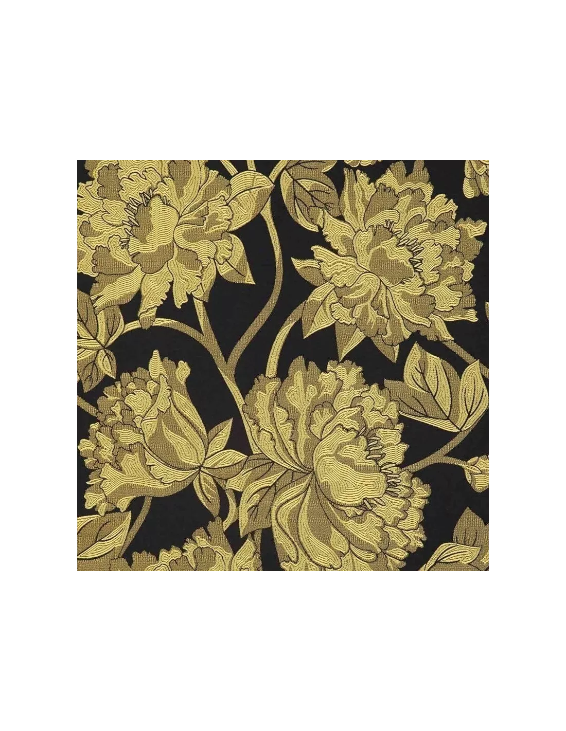 Tissu Pivoine noir/doré, K3 design by Kenzo Takada Tissu Pivoine Noir/doré, K3 Design By Kenzo Takada -Deco En Ligne Magasin tissu pivoine noirdore k3 design by kenzo takada