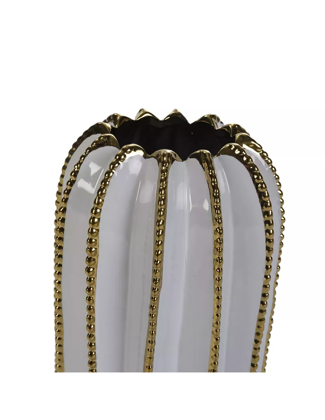 Vase blanc et doré en céramique H35 Vase Blanc Et Doré En Céramique H35 -Deco En Ligne Magasin vase blanc et dore en ceramique h35 1